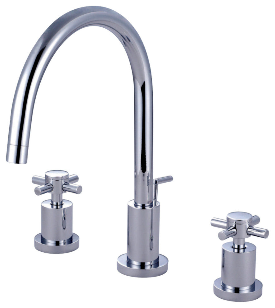 Kingston Brass Widespread Bathroom Faucet With Brass Pop-Up, Polished Chrome