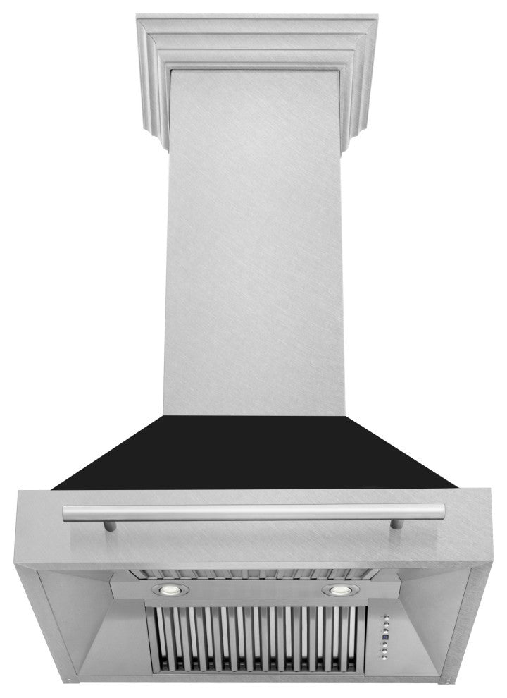 ZLINE 30 In. Wall Mount Range Hood, DuraSnow With Black Matte, 8654SNX-BLM-30