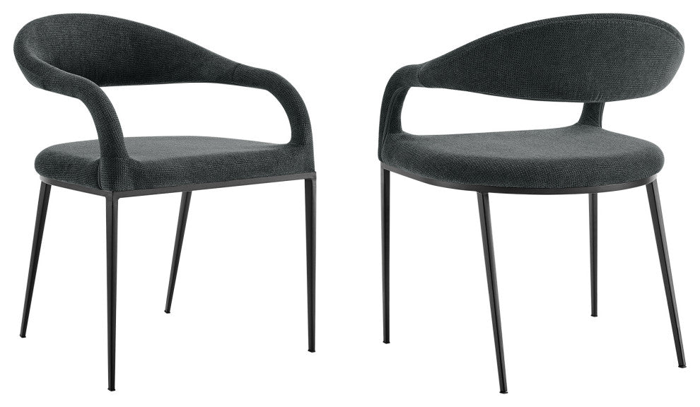 Morgan Matte Black and Charcoal Upholstered Dining Chairs, Set of 2