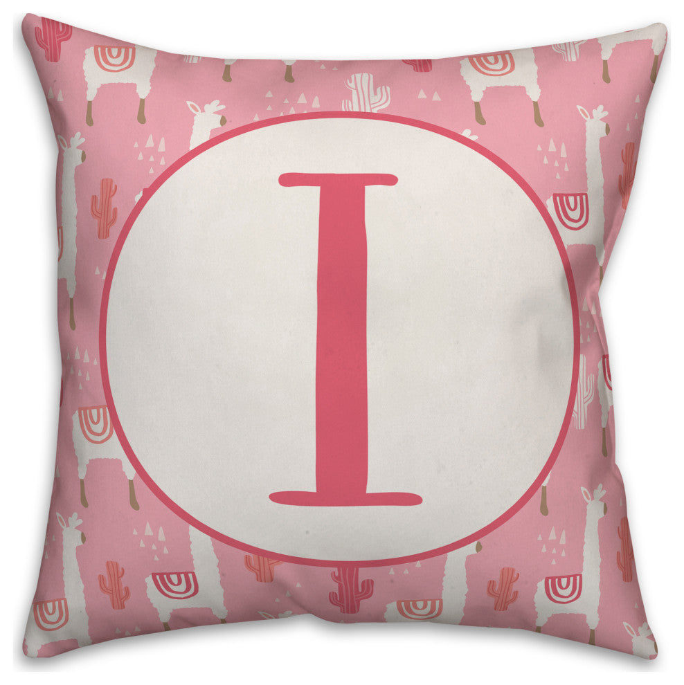 Monogram Lllama Pattern - I 16x16 Spun Poly Pillow