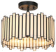 LNC 3-Light Tiffany Glass LED Semi-Flush Mount Light, Matte Black