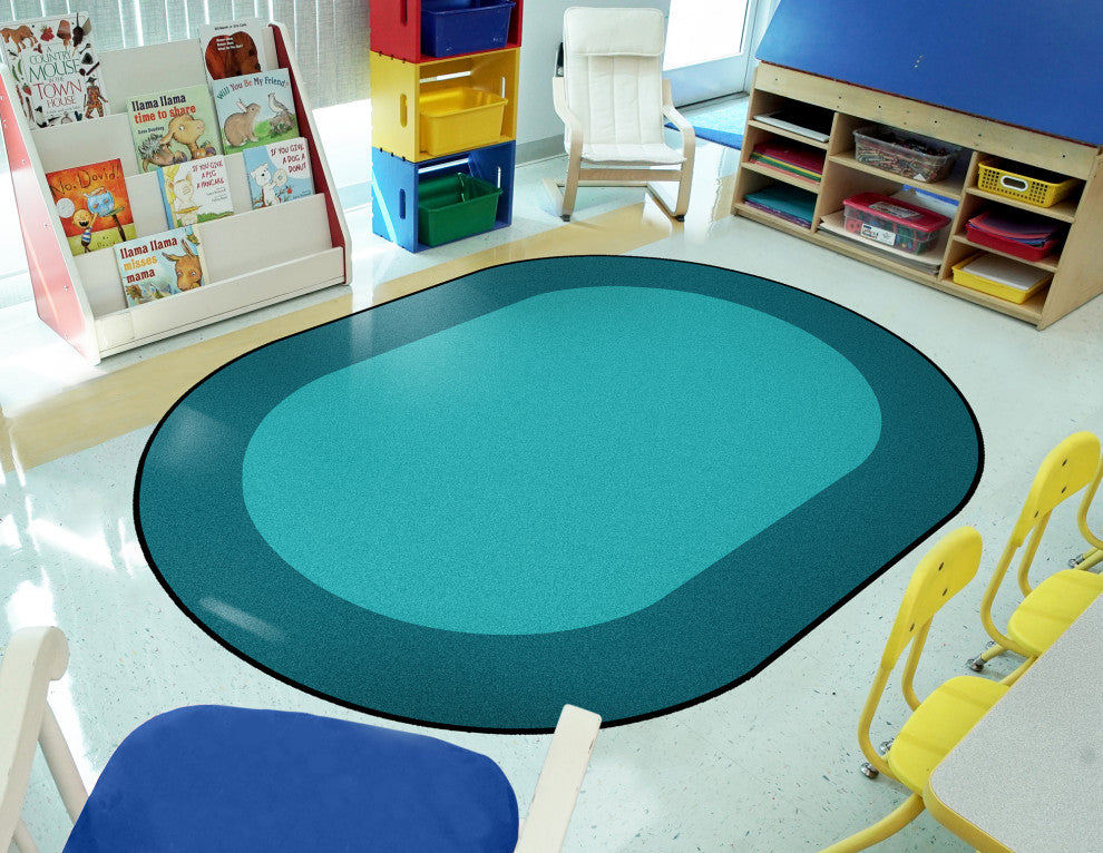 All Around Rug, Teal, Oval, 92"x64"