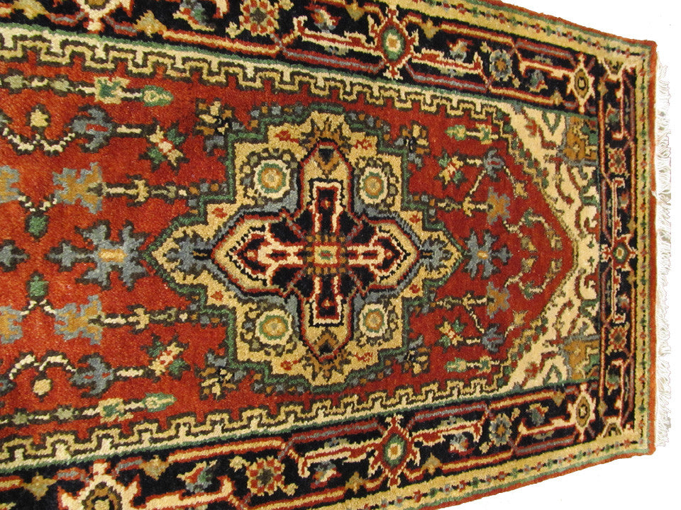 Hand-Knotted Wool Rust Traditional Oriental Serapi Rug, 2'6 X 8'