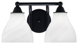 Paramount 2-Light Bath Bar, Matte Black, 6.25" White Marble Glass