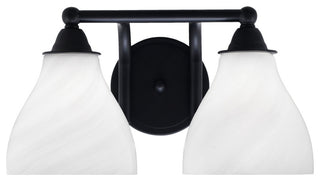 Paramount 2-Light Bath Bar, Matte Black, 6.25" White Marble Glass