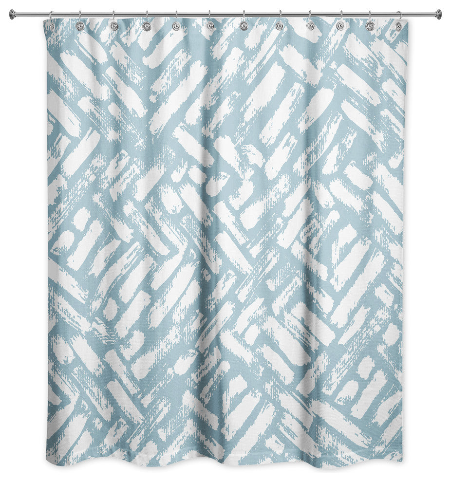 Blue Abstract Strokes 71x74 Shower Curtain