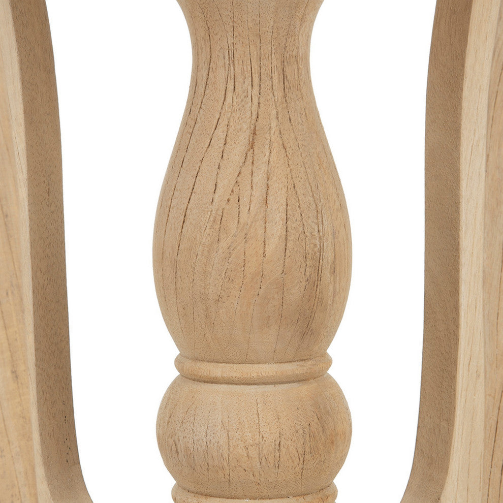 Benzara BM285112 Round Side Table, Turned Legs, Classical, Wood Grain, Brown