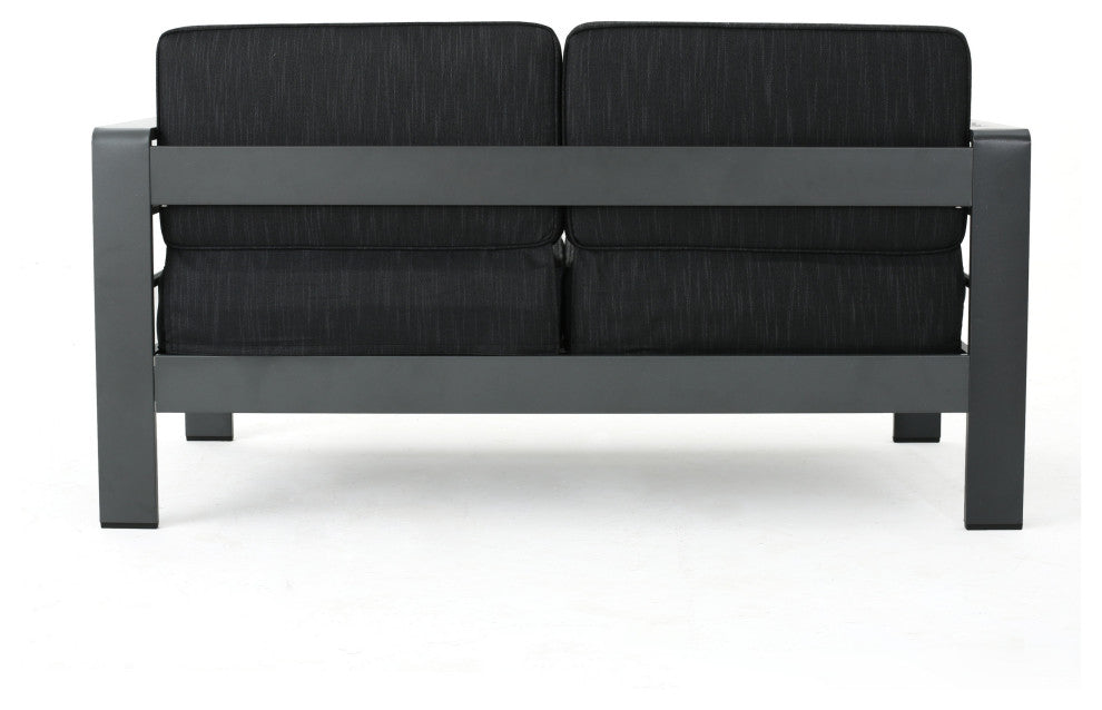 GDF Studio 4-Piece Crested Bay Outdoor Aluminum Loveseat Chat Set