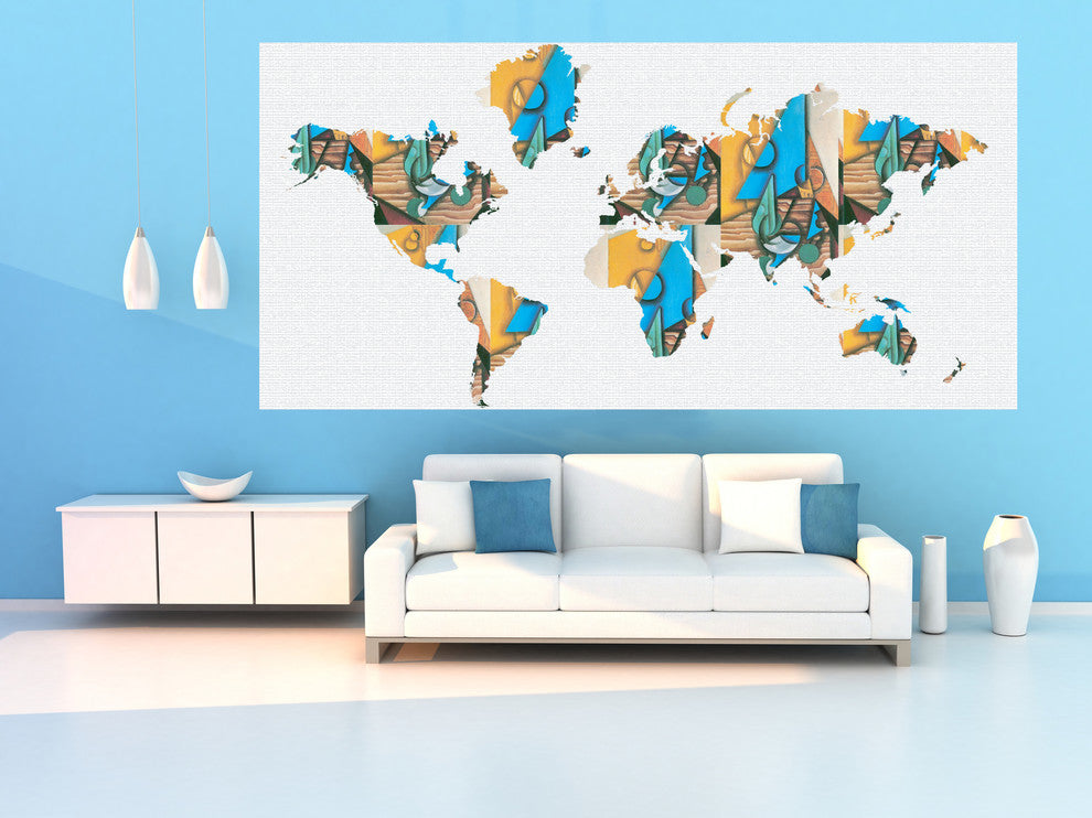 Studio Map Mural, Gris Bottle, Peel and Stick, 1 Panel, 87"x42"