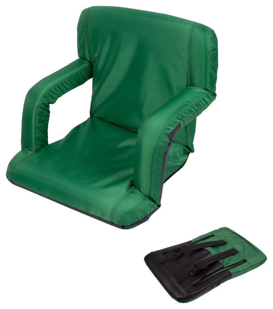 Portable Multiuse Adjustable Recliner Stadium Seat, Dark Green