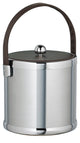 Kraftware Brushed Chrome Ice Bucket with Brown Stitched Handle