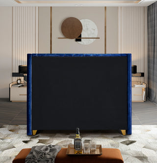 Barolo Velvet Upholstered Bed, Navy, King