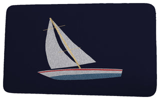 Sail, Sun, & Fun Set Sail Geometric Print Bath Mat, Navy Blue, 17"x24"