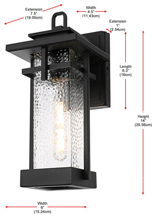 Elegant Lighting OD320W14 Cambria 14" Tall Outdoor Wall Sconce - Black