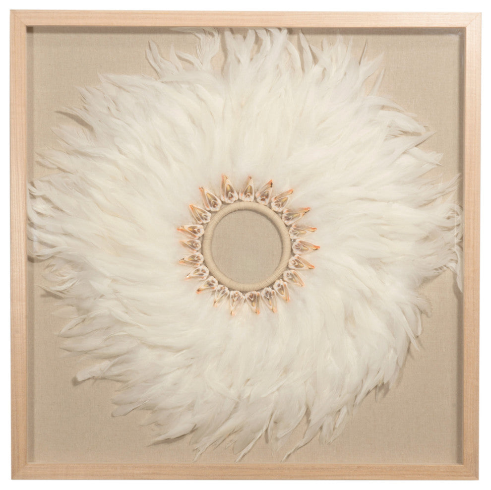 HUJI Feather & Shell Wreath Shadow Box Wall DÃ©cor - Single Ring