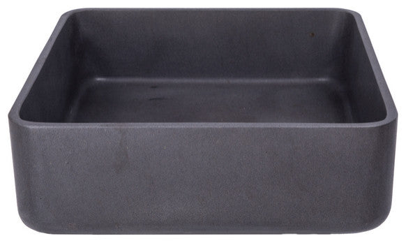 Eden Bath EB_S046LS-H Thin Lip Square Vessel Sink, Black Lava Stone