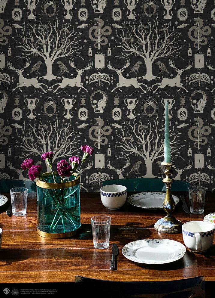 Harry Potter Horcrux Black Damask Peel and Stick Wallpaper