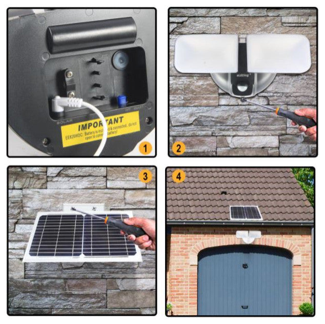 5th Gen Hybrid Microgrid AI Smart Twin LED Solar Flood Light, Black