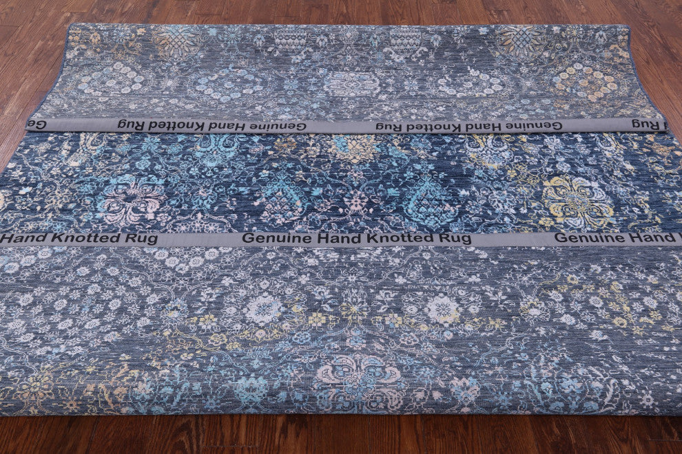 7' 9" X 10' 1" Modern Hand-Knotted Wool and Silk Rug Q11811