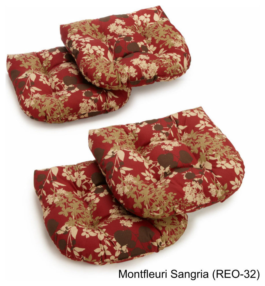 19" U-Shaped Outdoor Tufted Chair Cushions, Set of 4, Lisbon