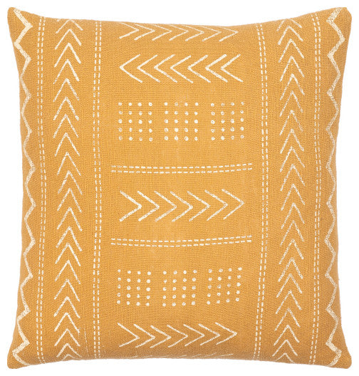 Surya Malian Mustard Pillow Shell With Down Insert 18"H X 18"W