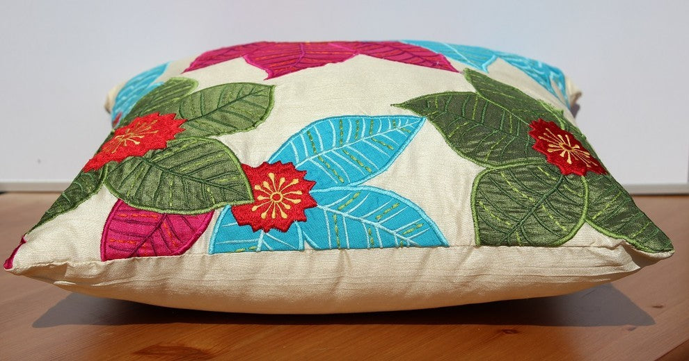 Polysilk Floral Throw Pillow