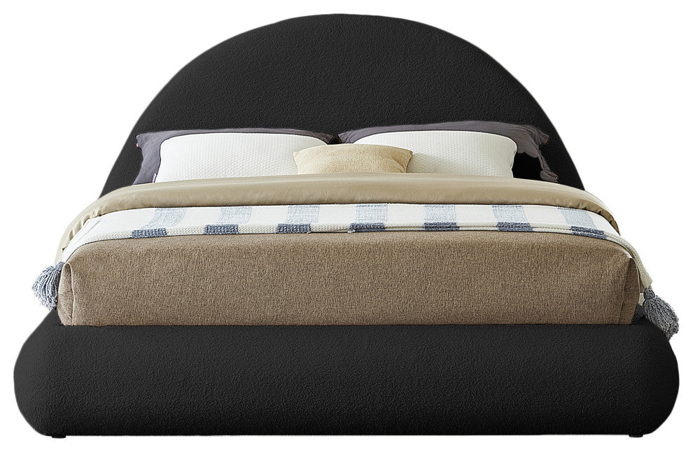 Rudy Beige Teddy Fabric Full Bed, Black, Queen