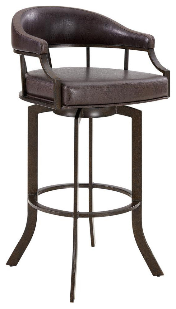 Pharaoh Swivel 30 Auburn Bay and Brown Faux Leather Bar Stool