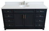 61" Single Sink Vanity, Dark Gray Finish And Engineered Stone Top And Oval Sink