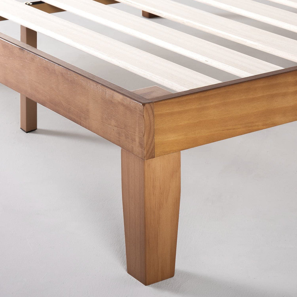 Solid Wood Platform Bed with Wooden Slats