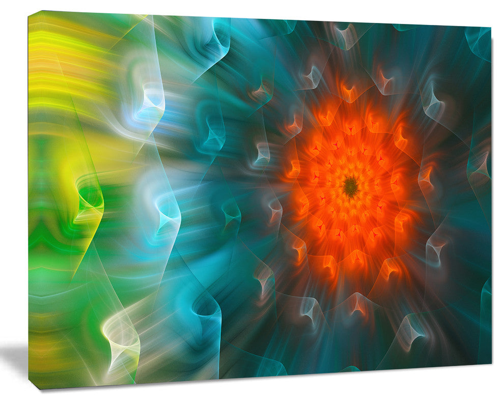Multi Color Fractal Petals Dandelion, Large Floral Canvas Art Print, 60x40