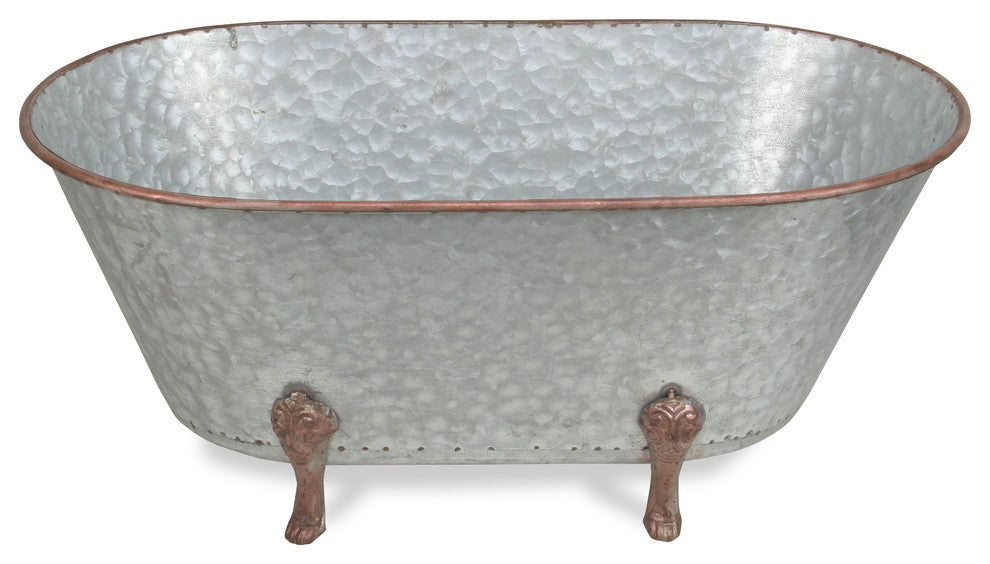 Lavande Metal Tub Decor - Large - Galvanized