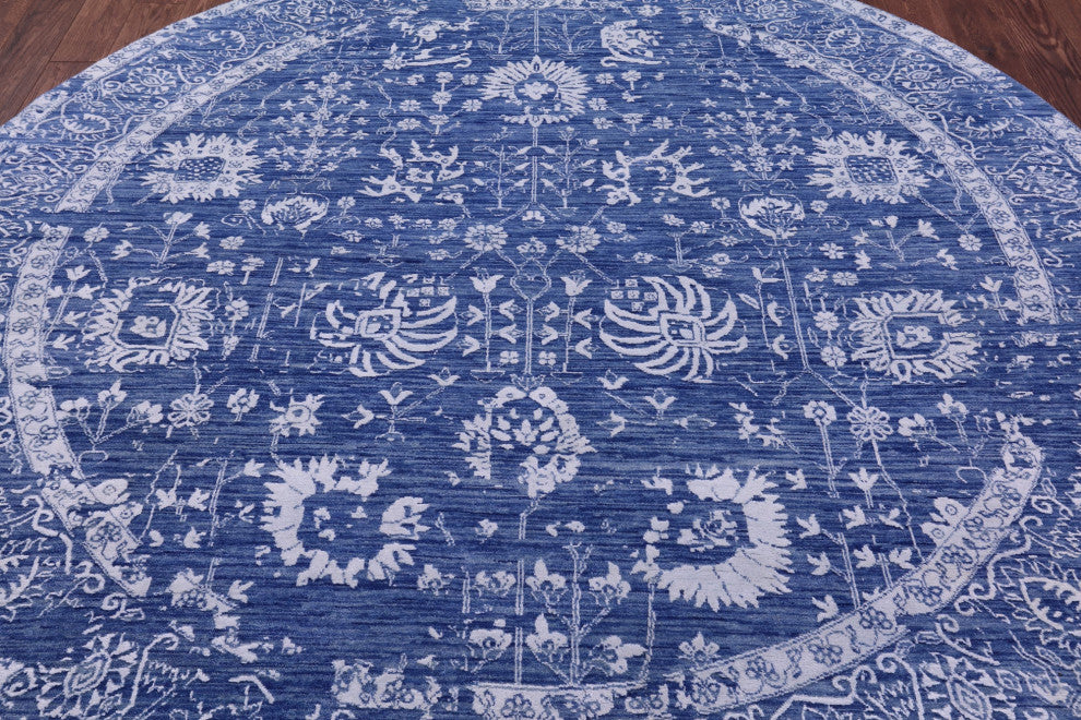 8' Round Persian Handmade Wool & Silk Rug - Q15744