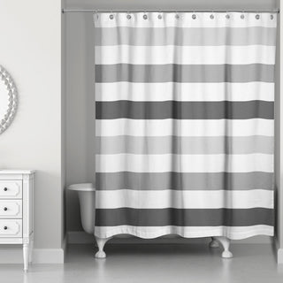 Gray Chunky Stripes 71x74 Shower Curtain