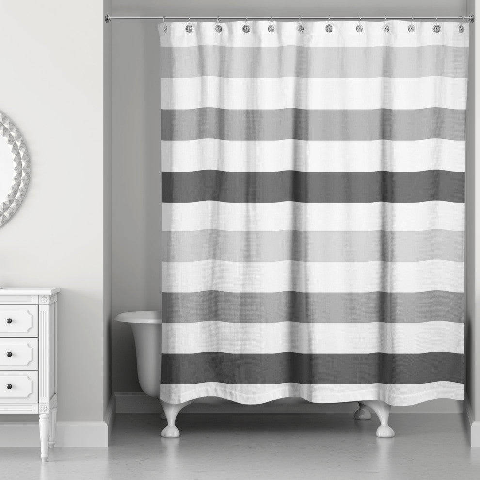 Gray Chunky Stripes 71x74 Shower Curtain