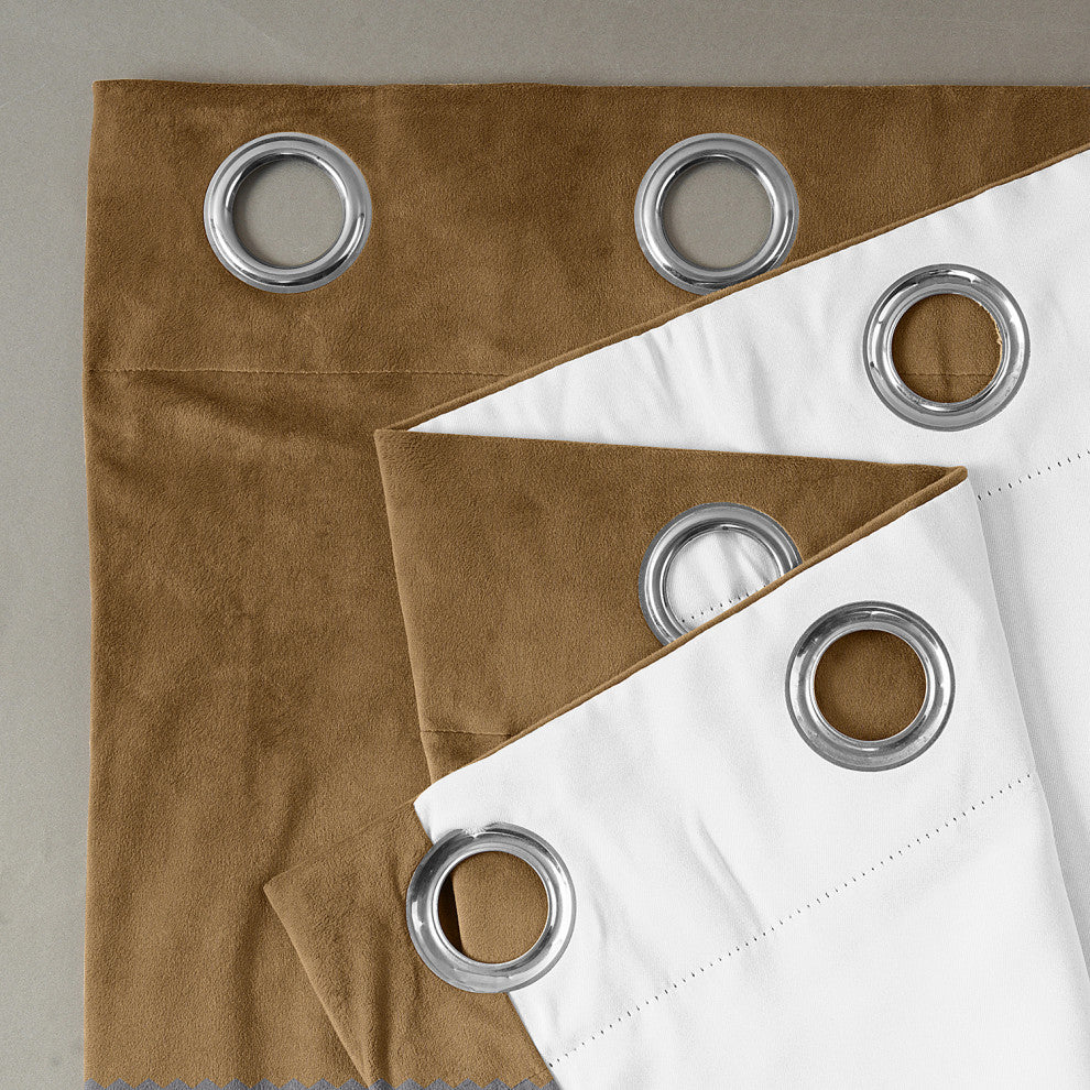 Grommet Blackout Velvet Curtain Single Panel, Amber Gold, 50"x120"