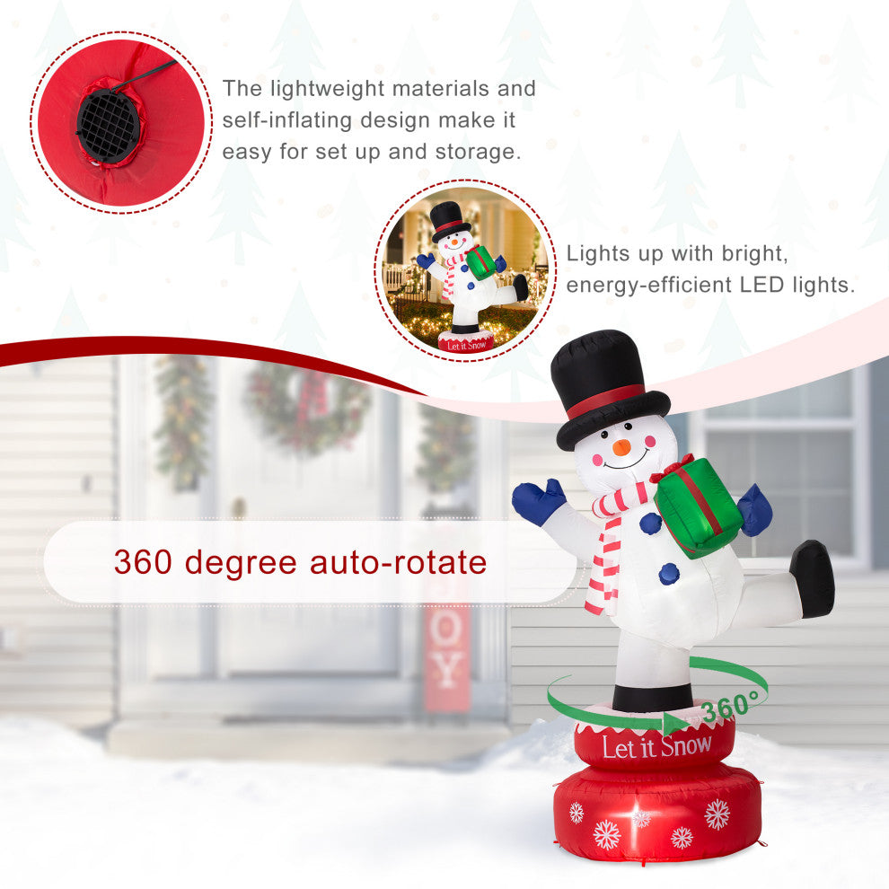 6FT Lighted Inflatable Rotating Snowman Decor