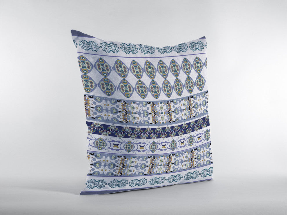 20 Navy White Strips Boho Suede Throw Pillow