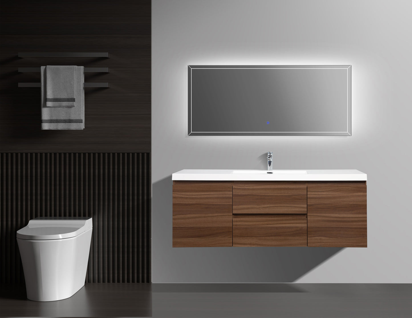 Alma-Pre 48"³ Wall Mounted Vanity With Integrated Sink, Ebony Brown