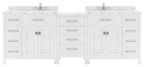 Caroline Parkway 93" Bath Vanity, White With Marble Quartz Top