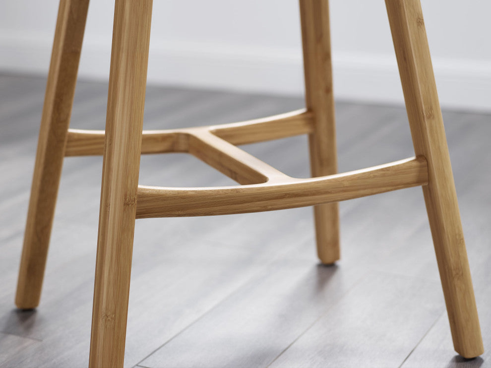Skol Bar Height Stool W/ Leather Seat, Caramelized