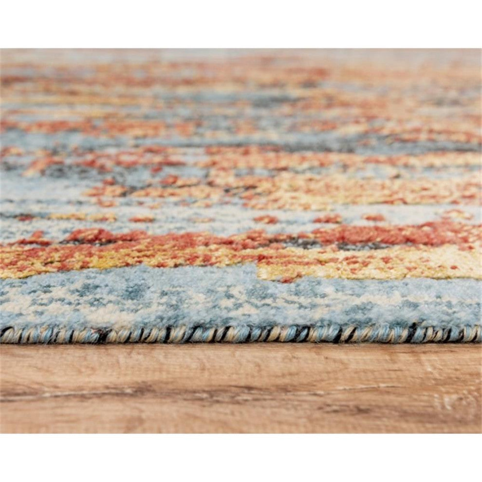 Alora Decor Alure 10' x 13' Abstract Blue/Blue/Apricot Hybrid Area Rug