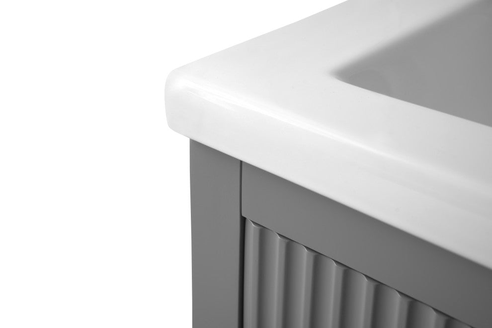 Vanity Art Freestanding Vanity, Cashmere Gray, 24", Single Sink, Golden Brushed