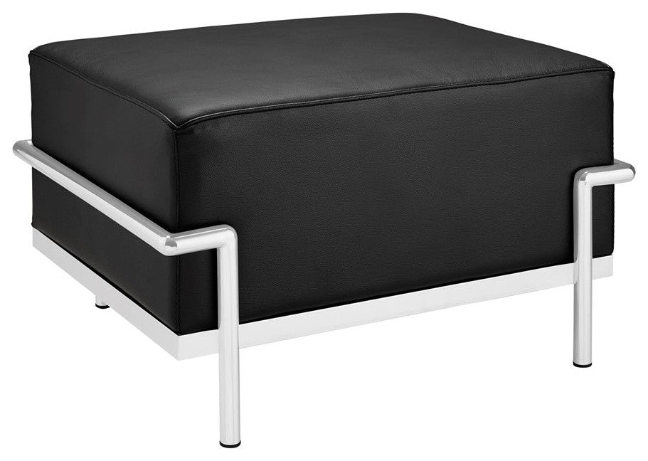 Modway Charles Grande Leather Ottoman, Black