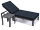 LeisureMod Chelsea Chaise Lounge Chair With Cushions & Side Table, Black
