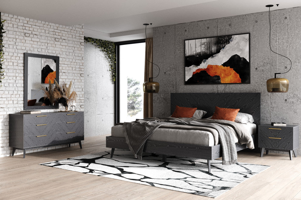 Modrest Diana Modern Grey Ash Bedroom Set, Queen