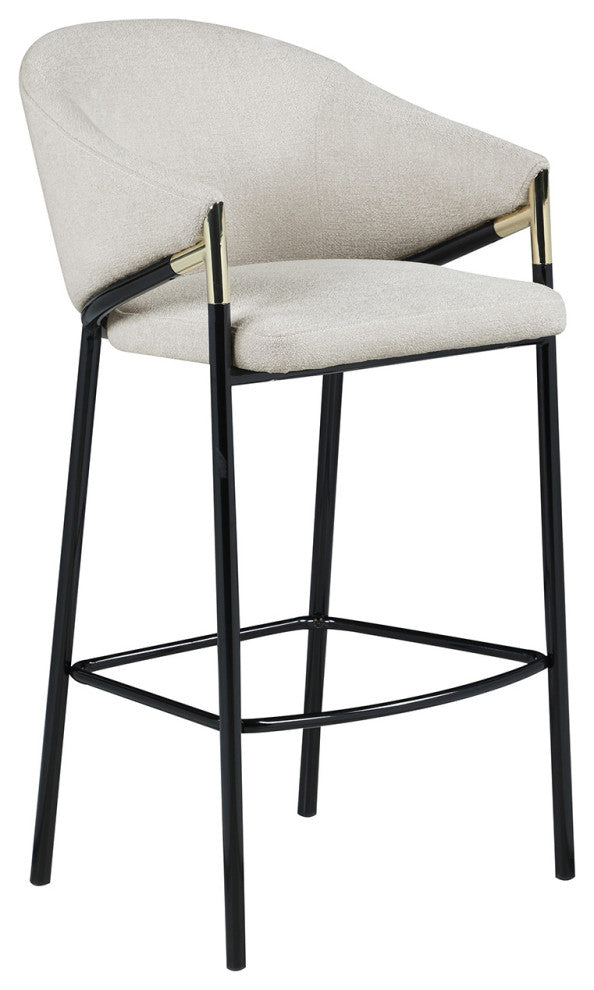 Set of 2 Bar Stool, Black and Beige