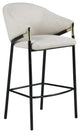 Set of 2 Bar Stool, Black and Beige