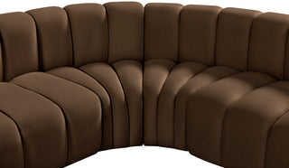 Arc Velvet Upholstered 8-Pc. Inward Curved Modular Sectional, Brown