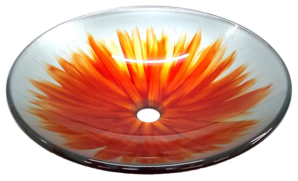 Eden Bath EB_GS38 Blossom Above Mounted Tempered Glass Vessel Sink In Orange